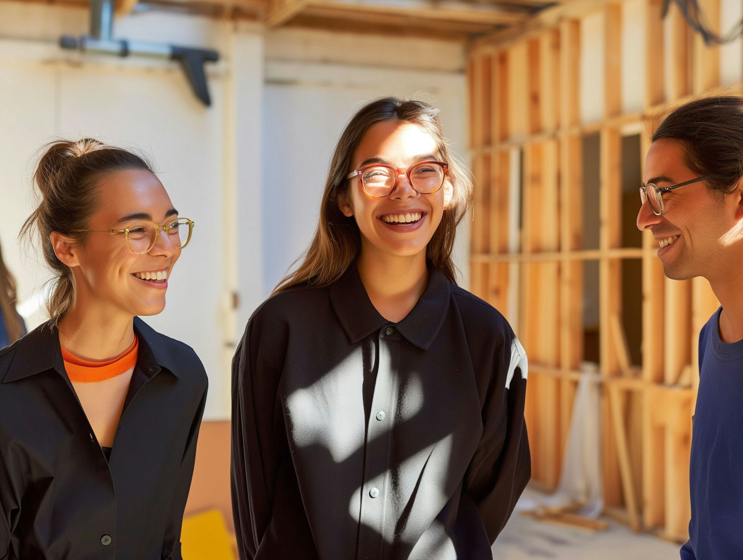 Cheerful Young Adults at a Construction Site