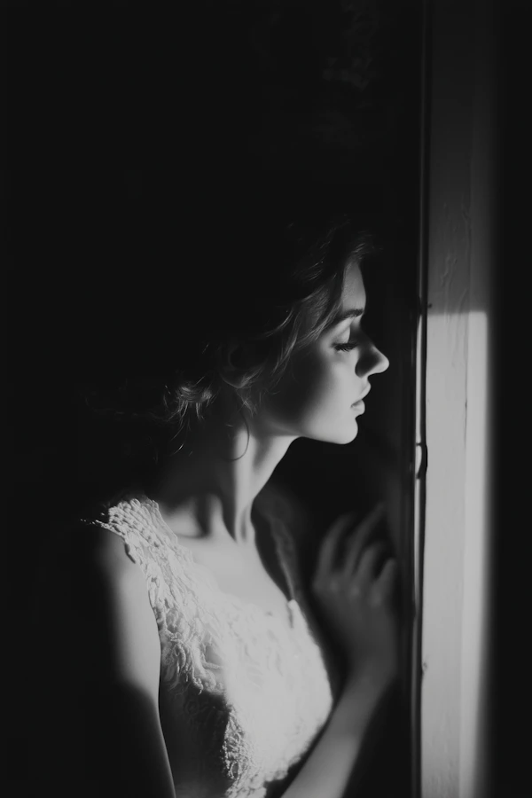 Profile of a Woman in Dramatic Lighting