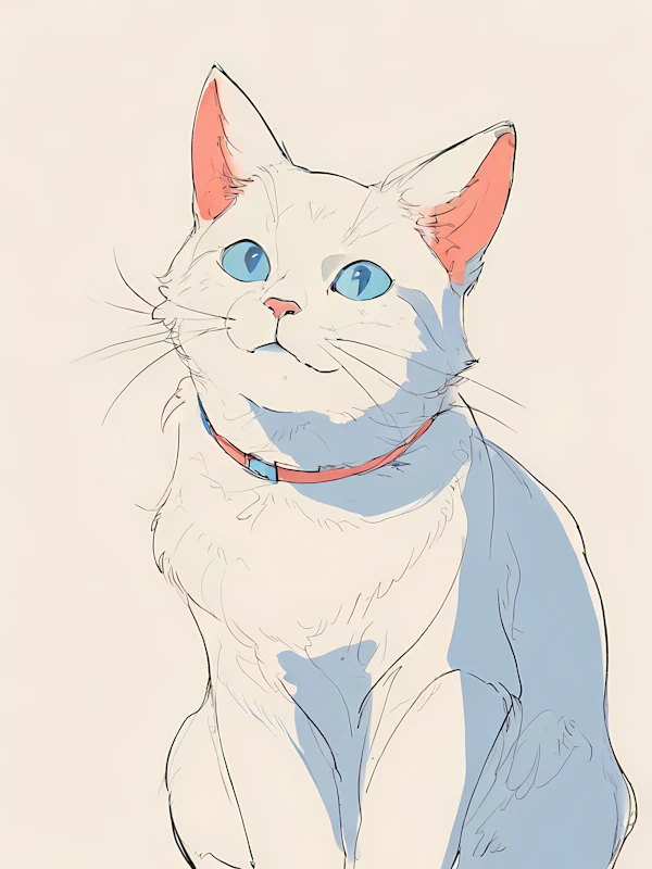 White Cat Illustration