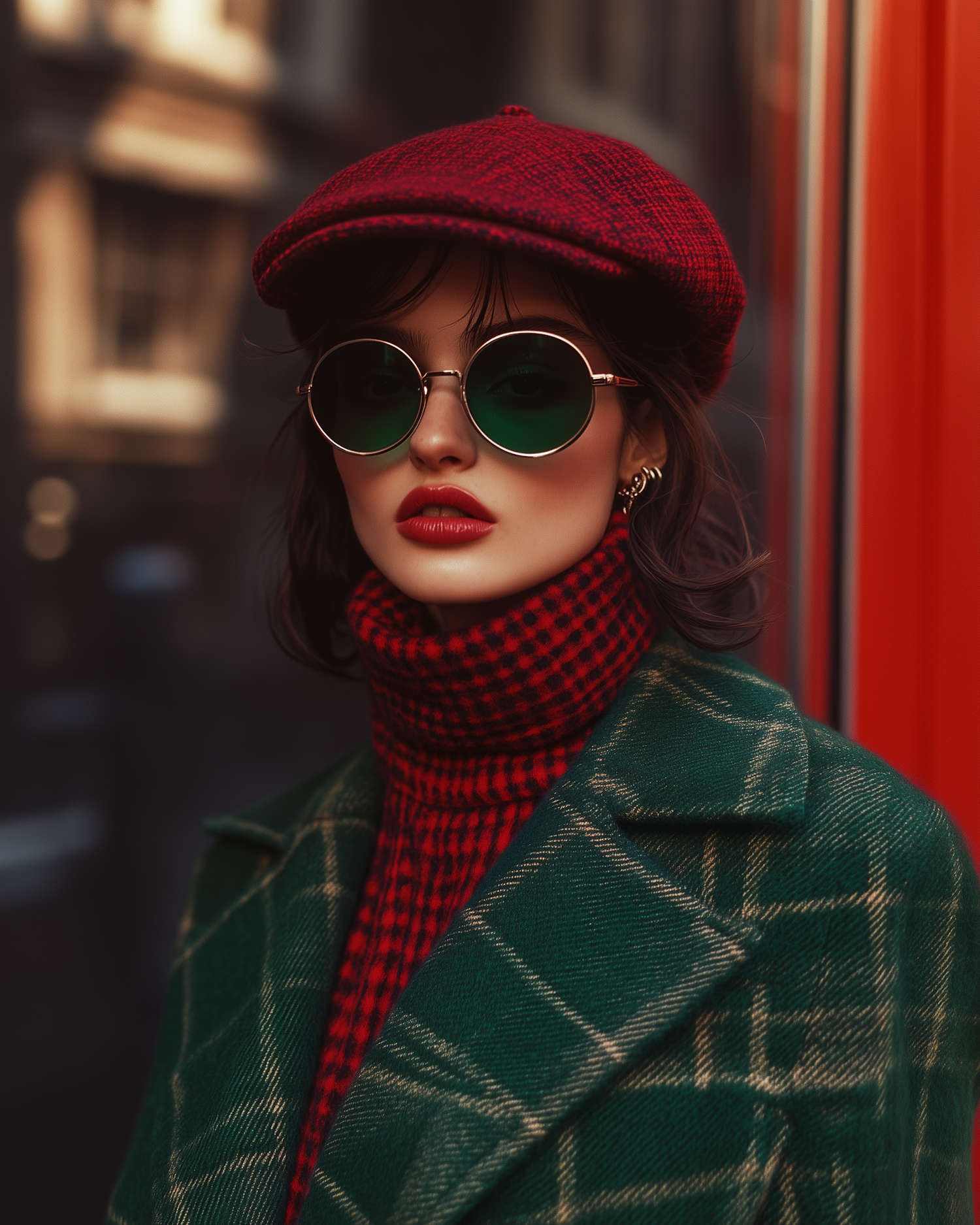 Stylish Individual in Checkered Beret