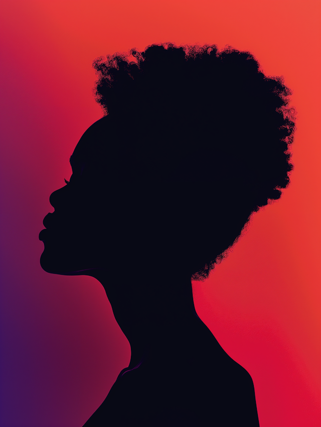 Silhouette of a Woman with Afro against Gradient Background