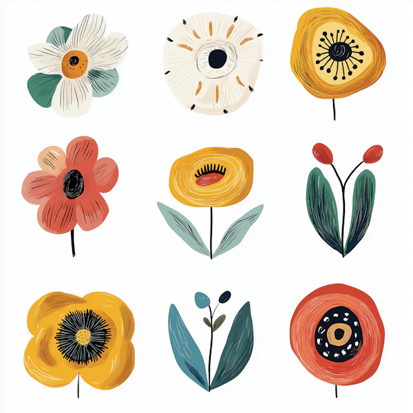 Stylized Floral Grid