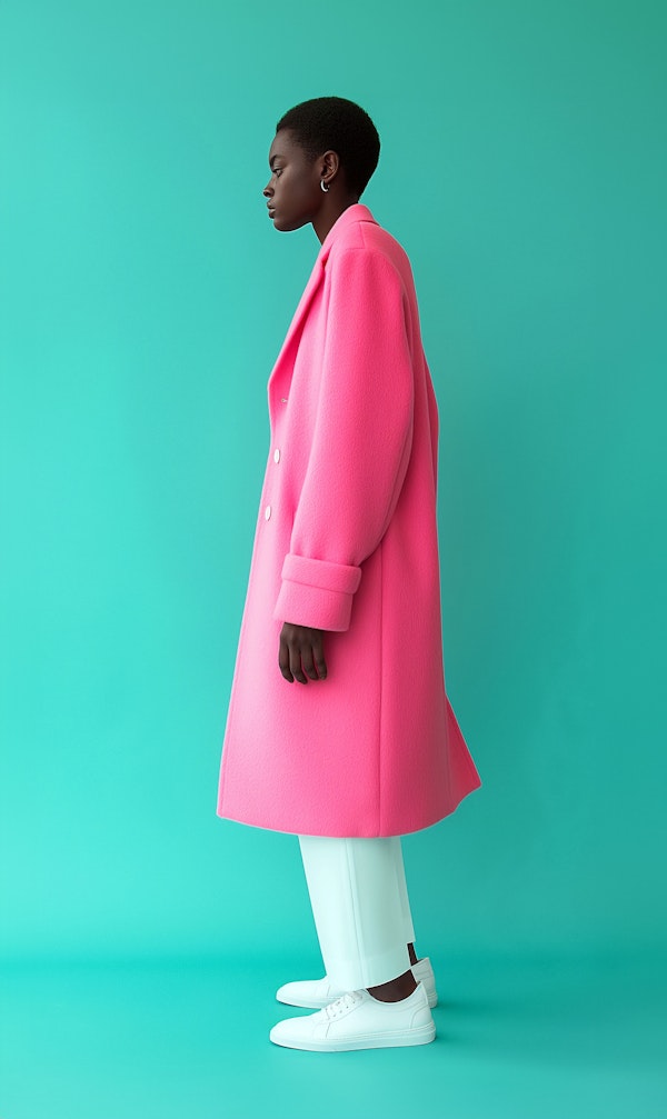 Elegant Woman in Pink Coat