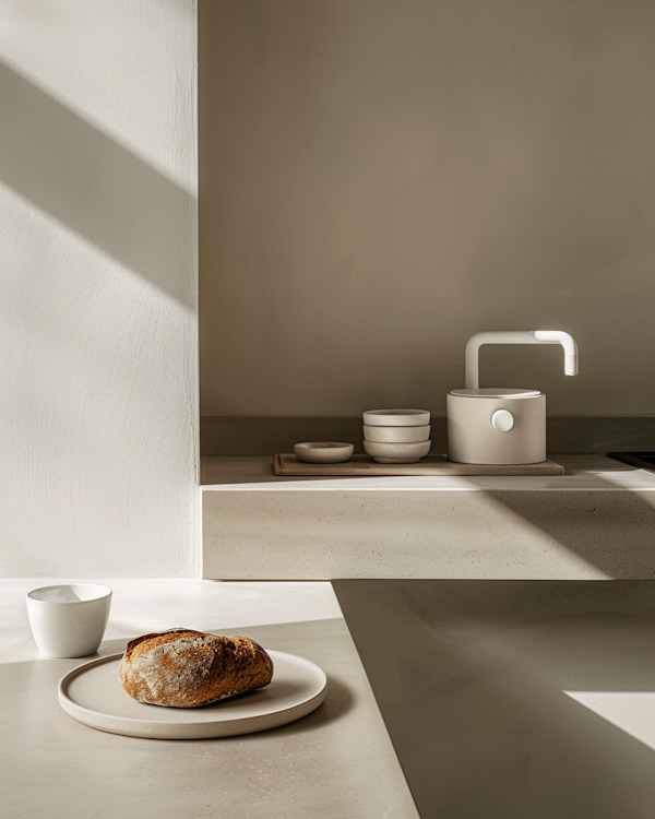 Minimalist Interior with Bread Loaf