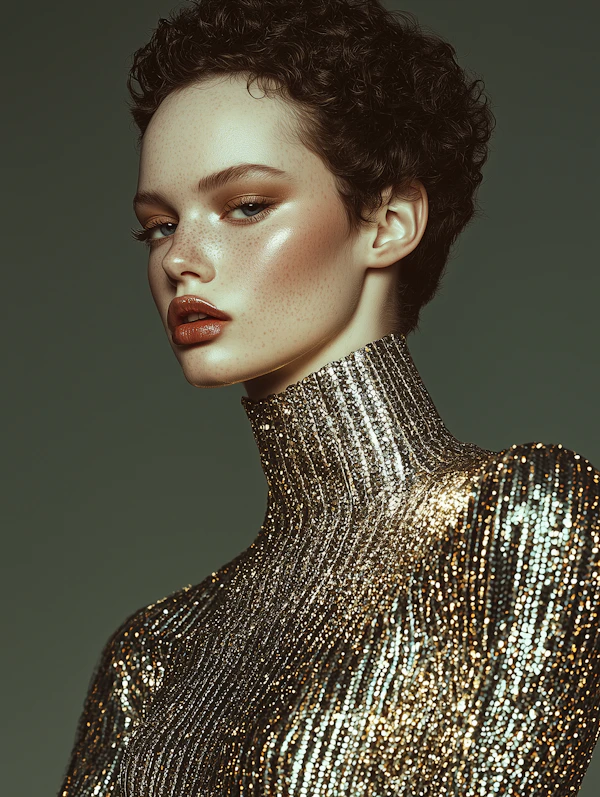 Elegant Portrait with Gold Top
