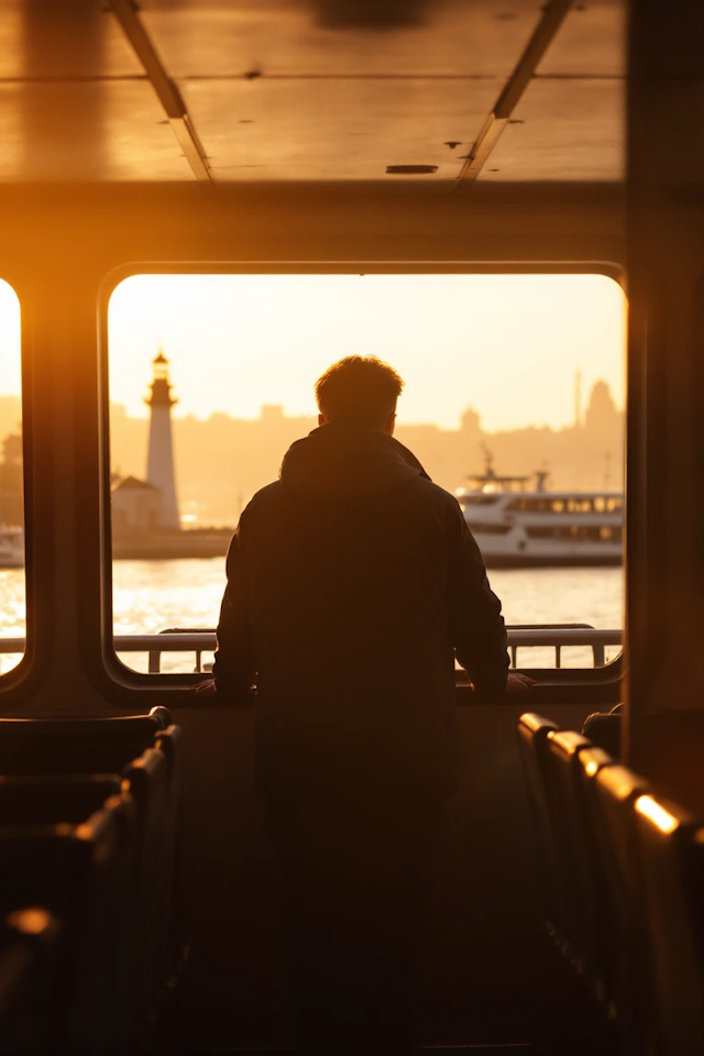 Sunset Reflection on Ferry