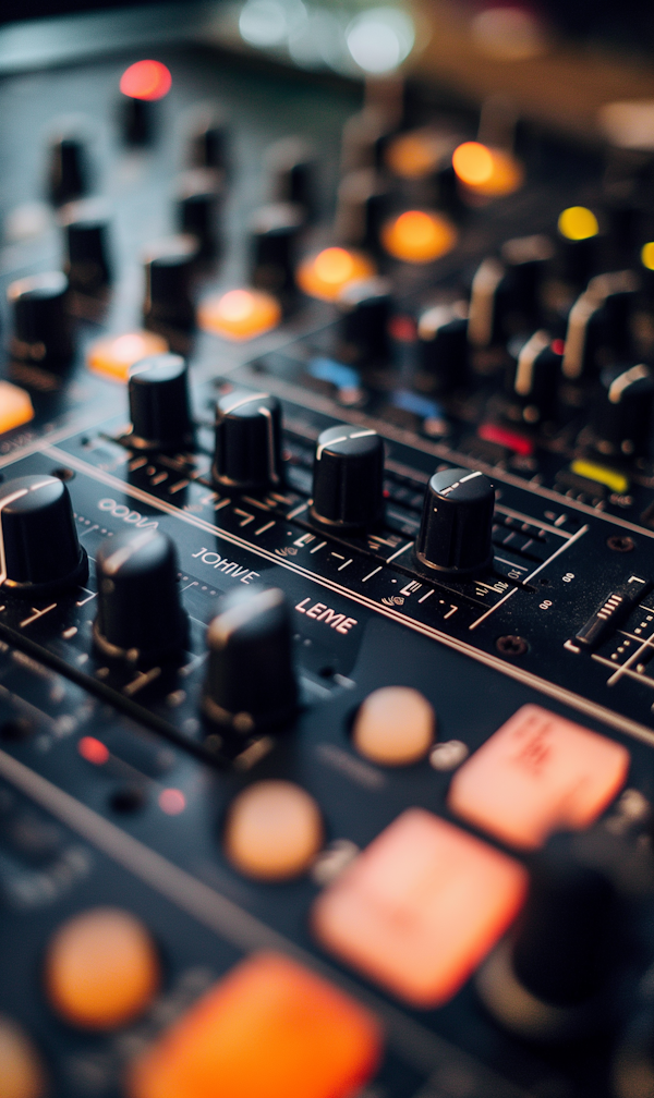 Audio Mixing Console Close-Up