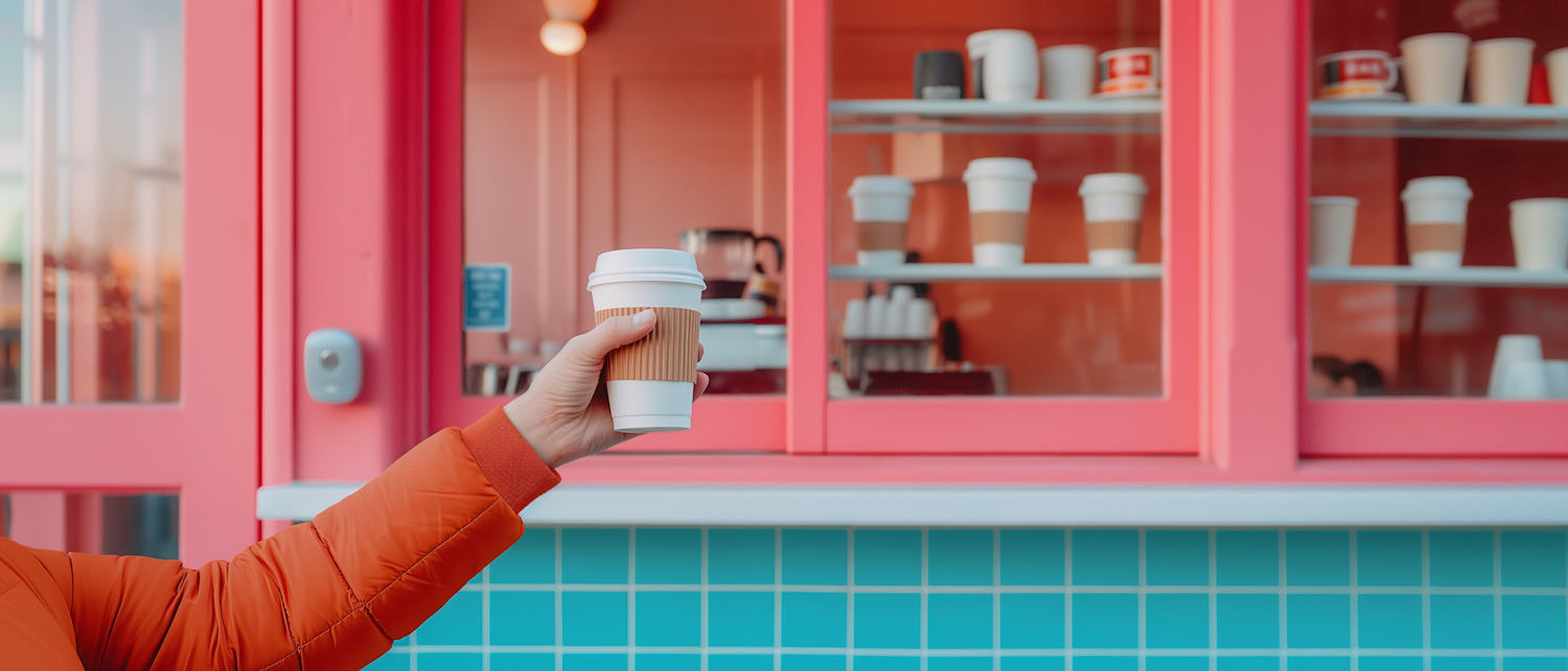 Colorful Coffee Shop Interaction