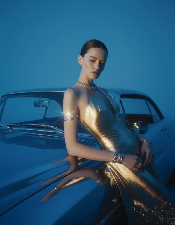 Elegant Woman and Car