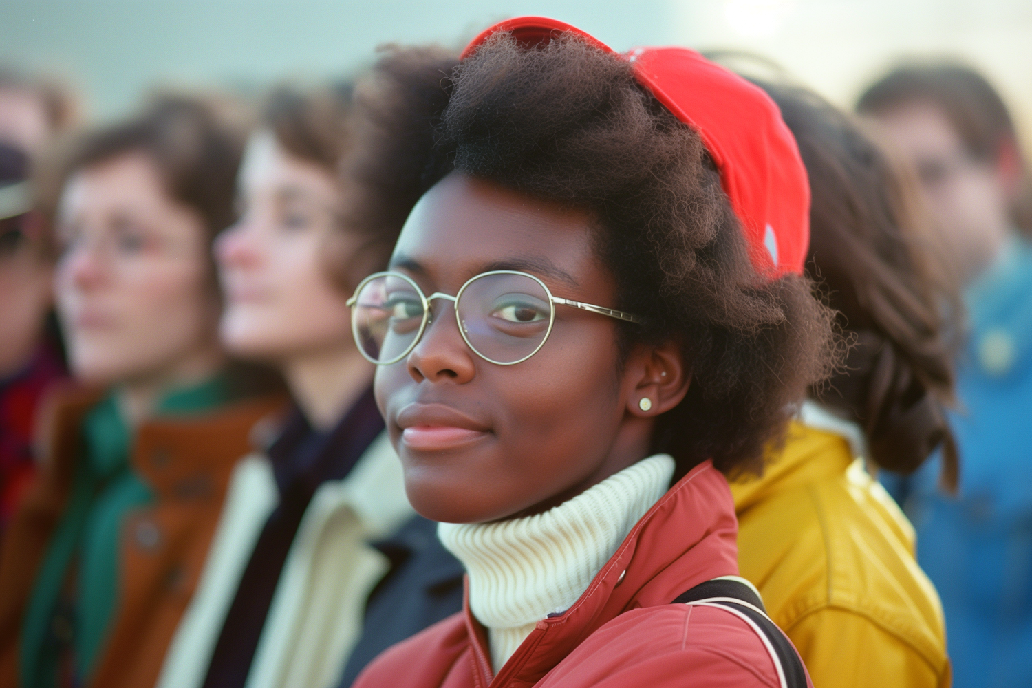 Stylish African Girl in Red with a Thoughtful Expression