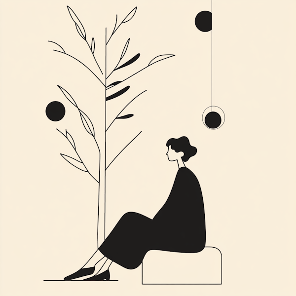 Meditative Woman with Plant