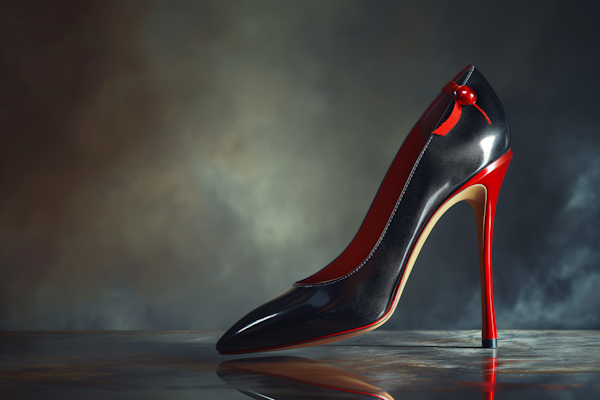 Elegant Patent Leather Stiletto with Red Accents