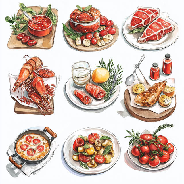 Culinary Grid Illustration