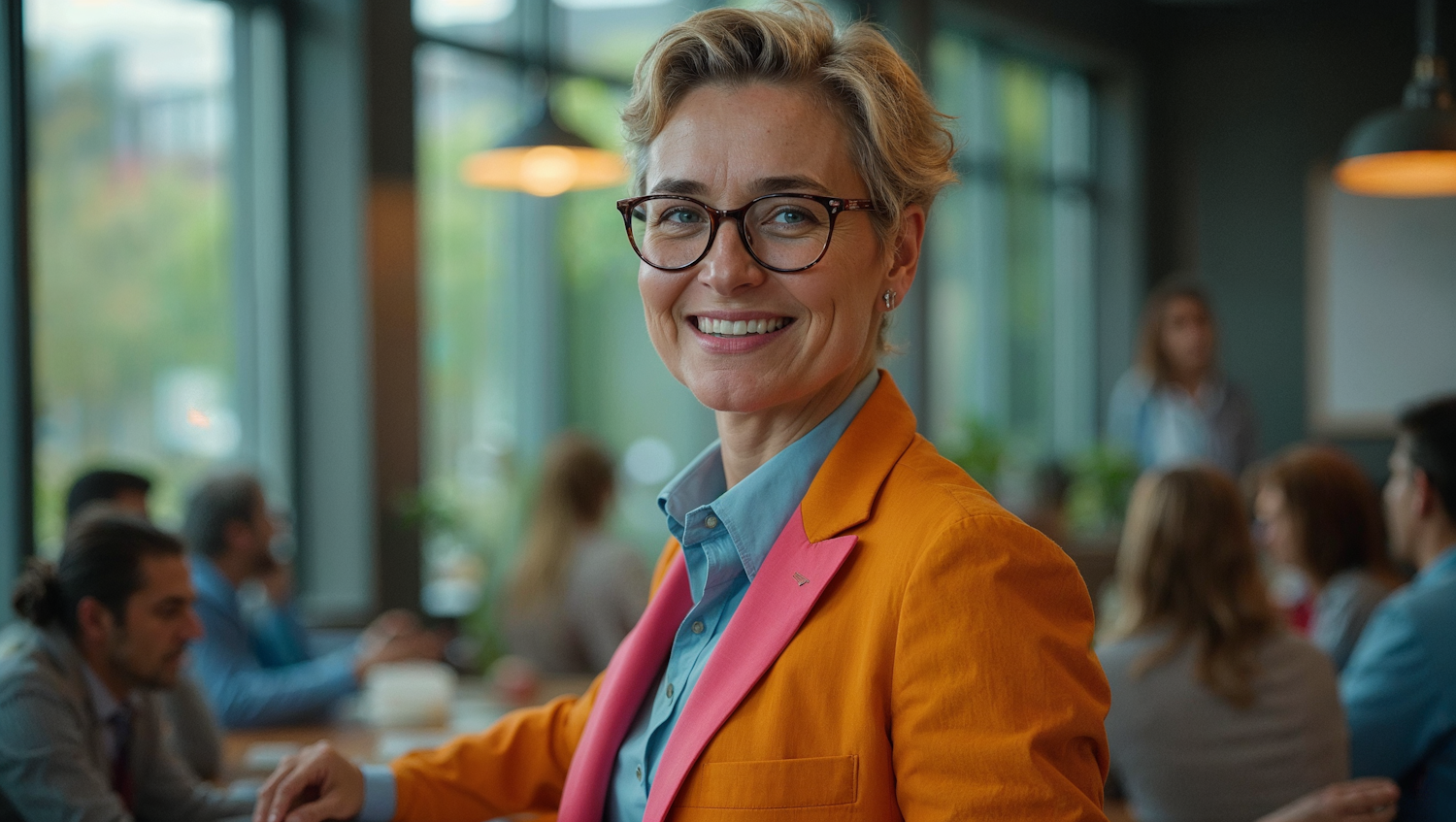 Smiling Person in Vibrant Jacket