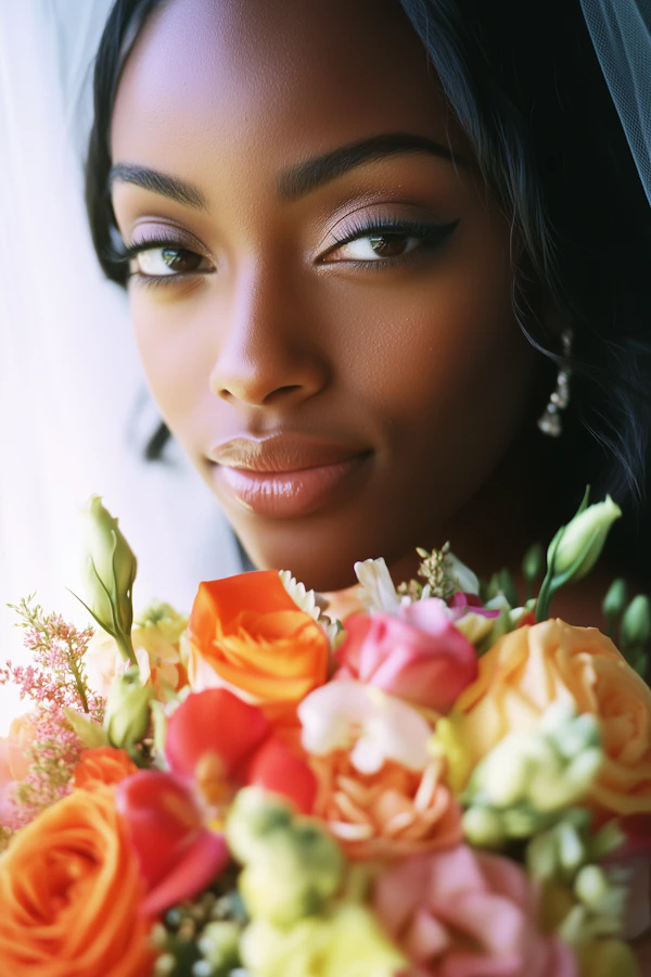 Woman with Vibrant Bouquet