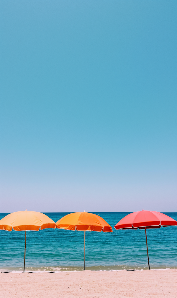 Serene Beach with Colorful Umbrellas