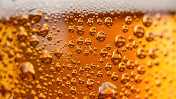 Close-Up of Bubbles in Carbonated Beverage