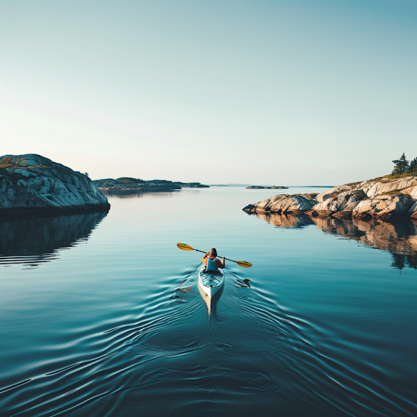 Solitary Kayaker in Serene Waters