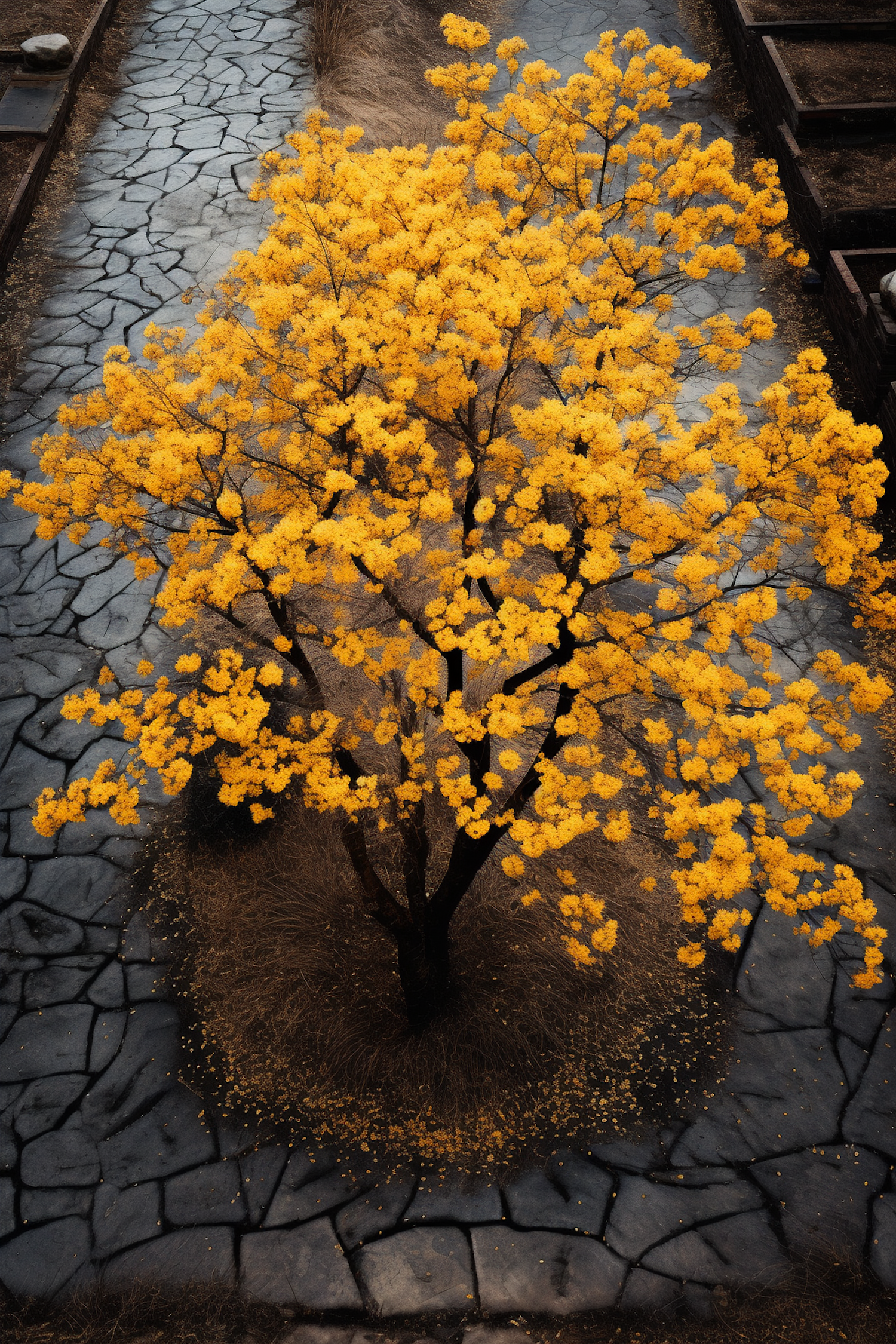 Golden Resilience Amidst Stone