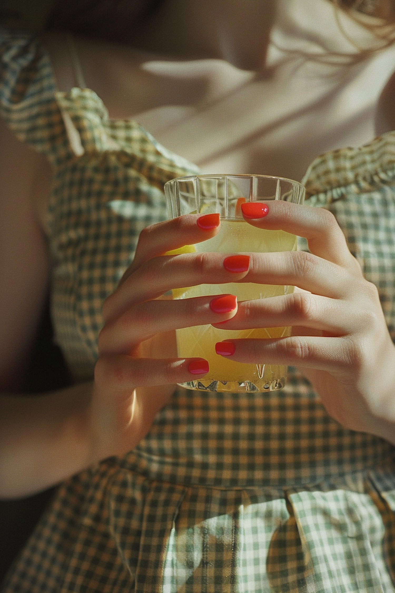 Hands Holding Glass with Juice