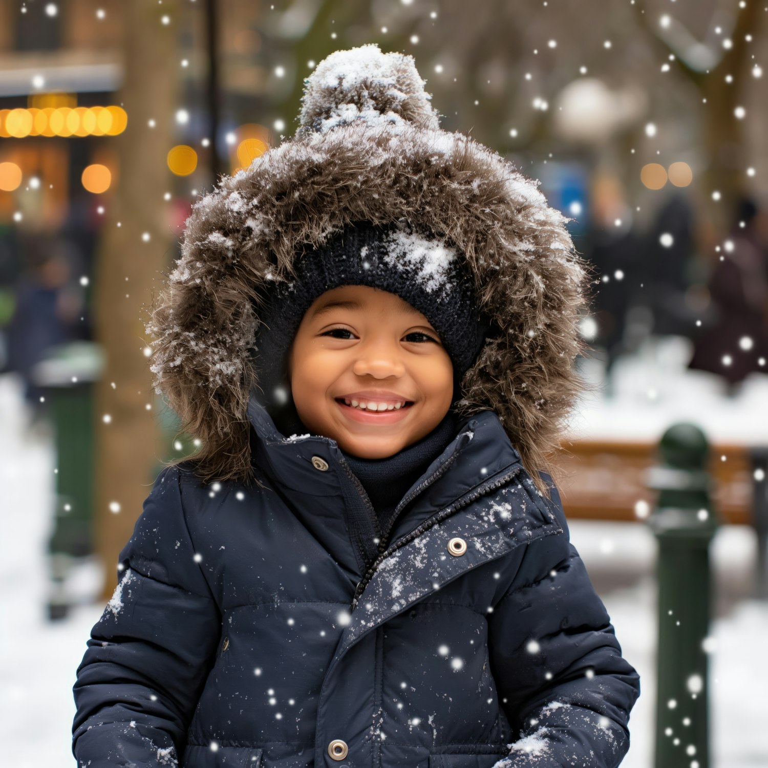 Joyful Child in Winter Wonderland