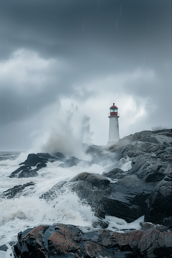Stormy Lighthouse Seascape