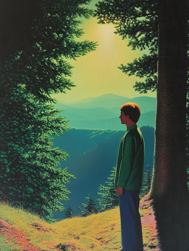 Boy in Forest Clearing