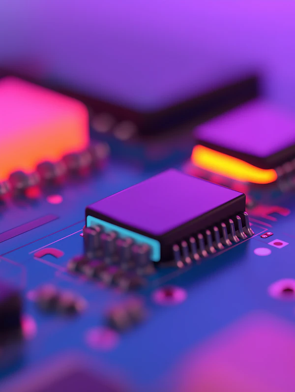 Close-up of Microchip on Circuit Board