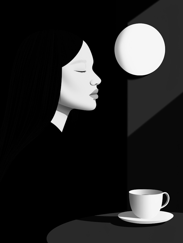 Minimalist Monochromatic Woman Illustration