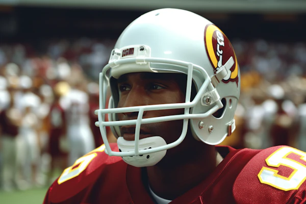Focused Athlete in Game-Ready Football Gear