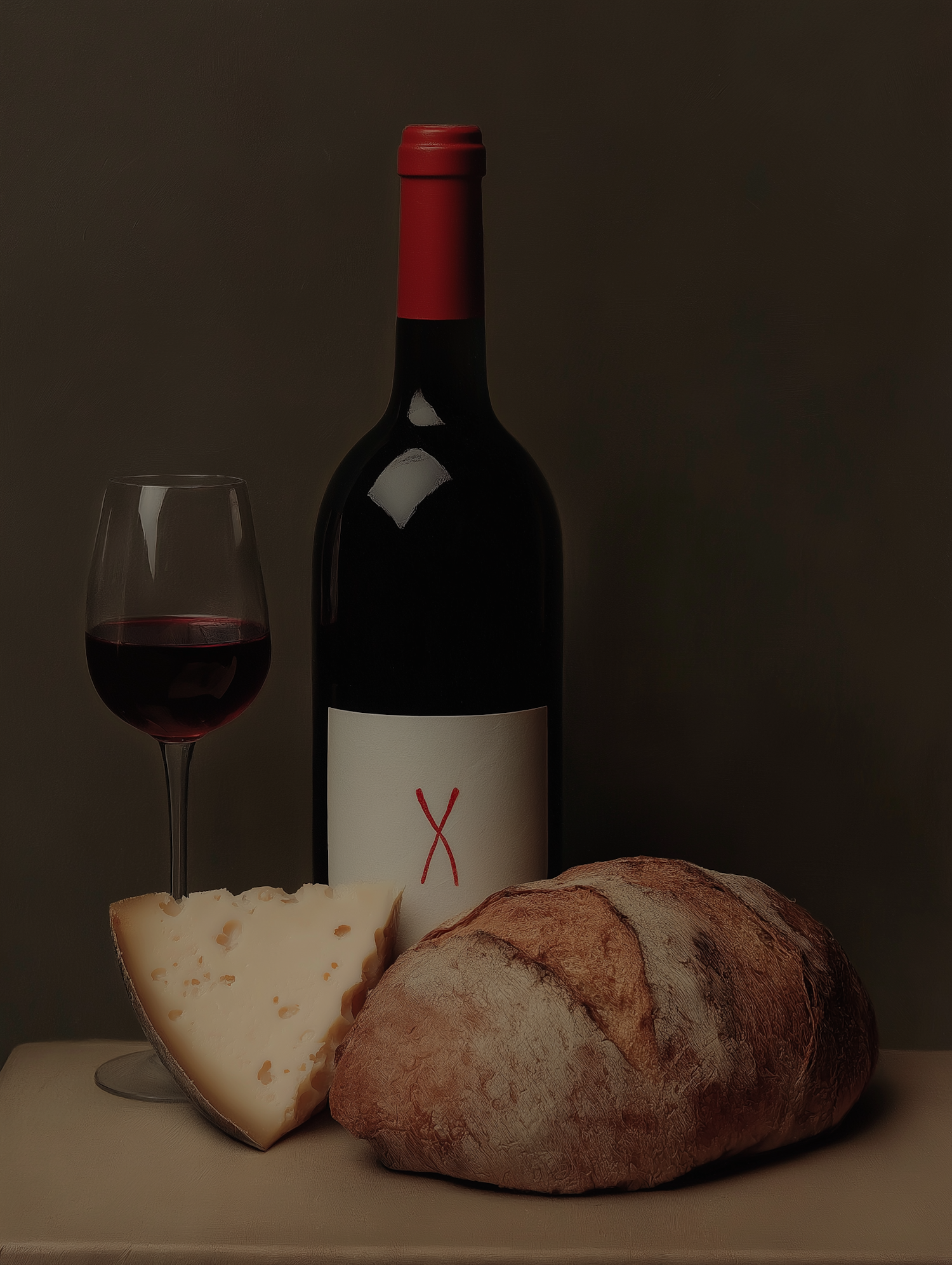 Still Life with Wine and Cheese