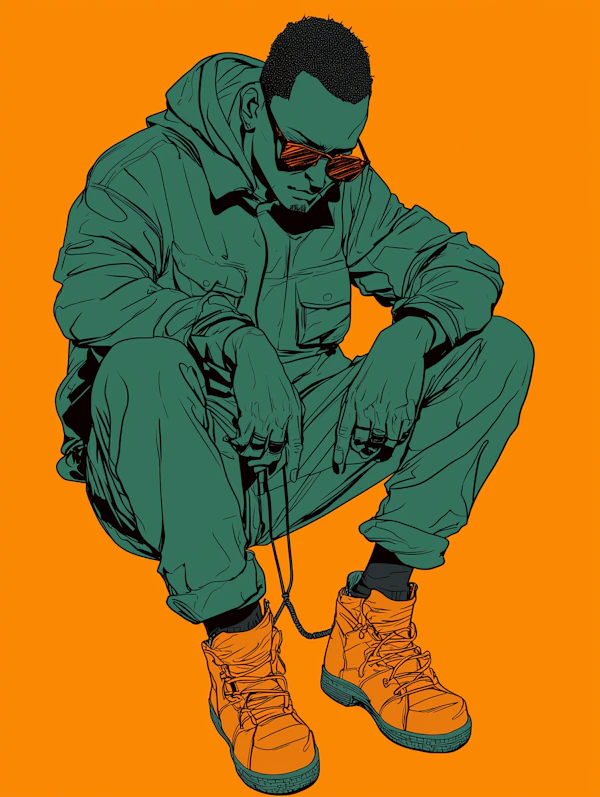 Stylized Person in Green Outfit