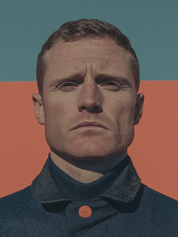 Portrait of a Man with Teal and Orange Background