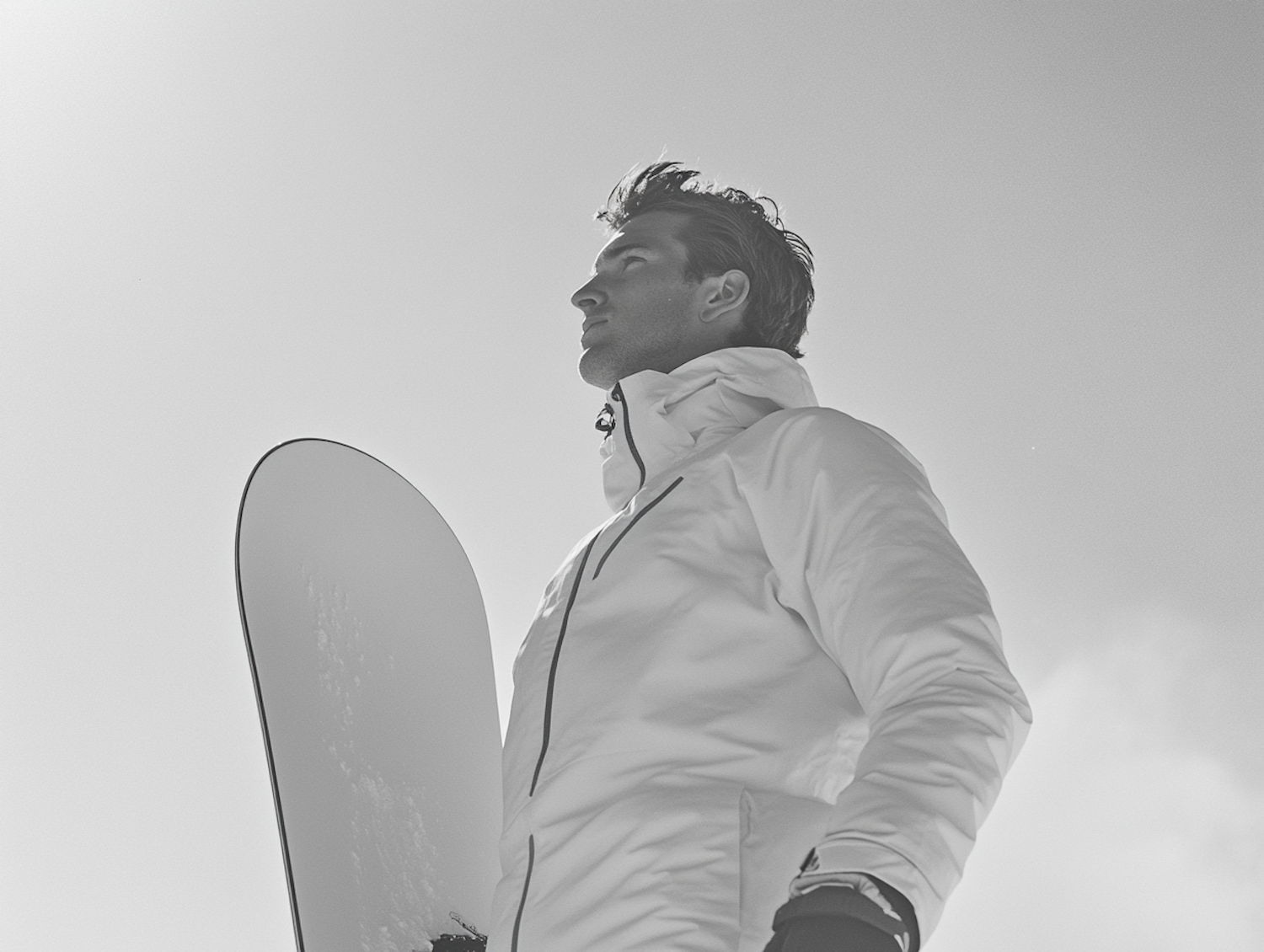 Snowboarder in White Jacket