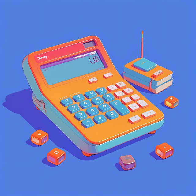 Stylized Calculator with Books