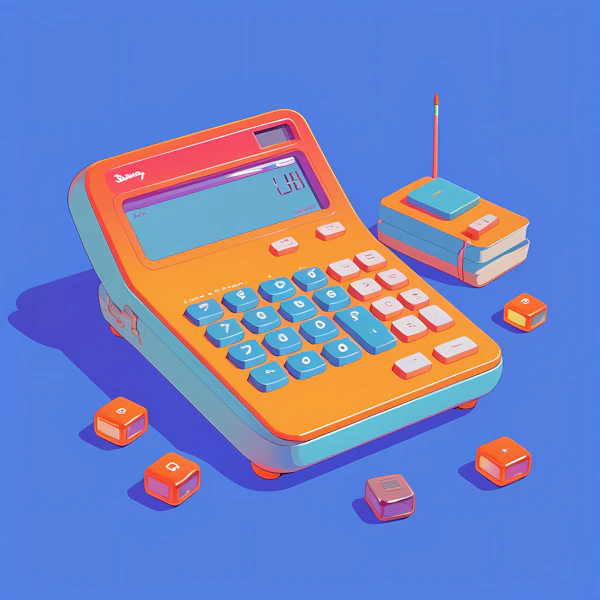 Stylized Calculator with Books