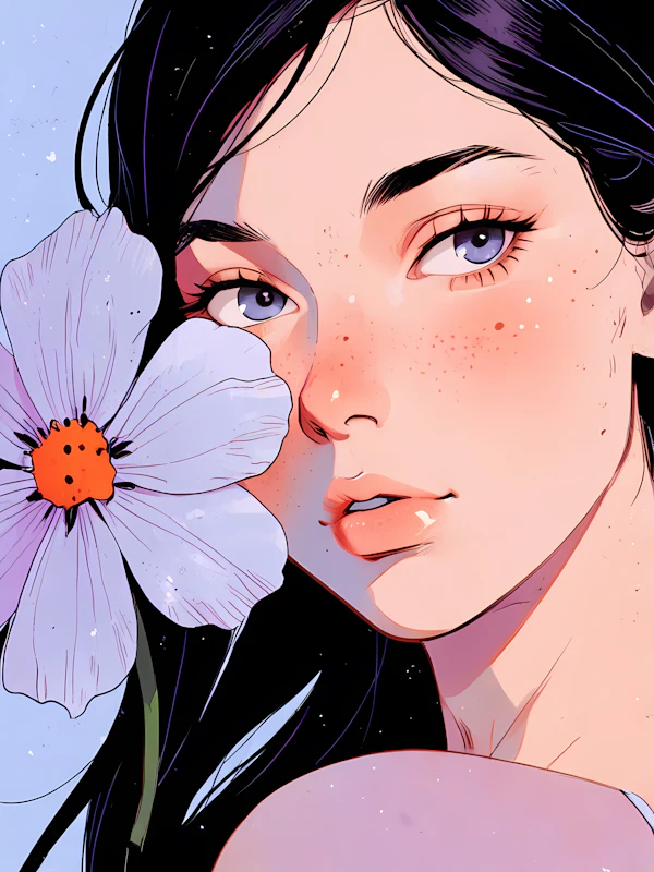 Serene Woman with Flower