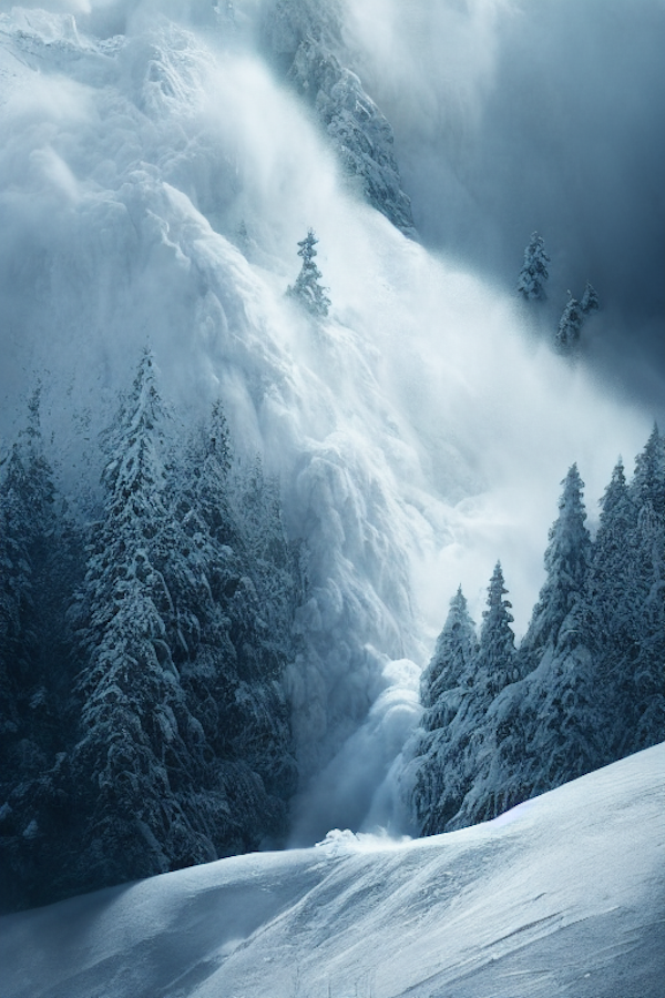 Winter's Fury: Avalanche in the Alpine Forest