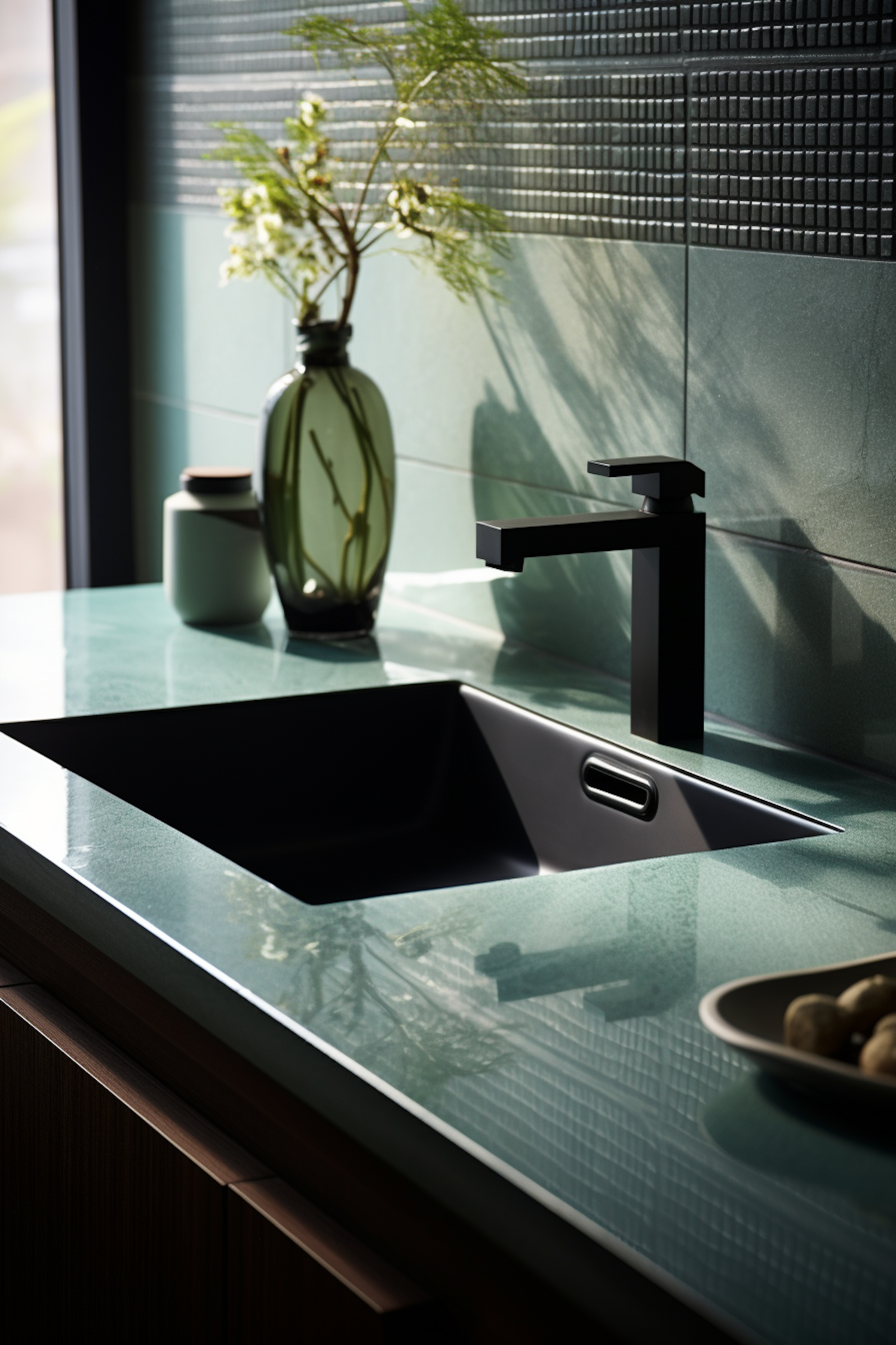 Serene Elegance: Modern Kitchen Sink in Natural Light