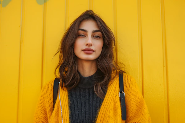 Young Woman Against Yellow Background