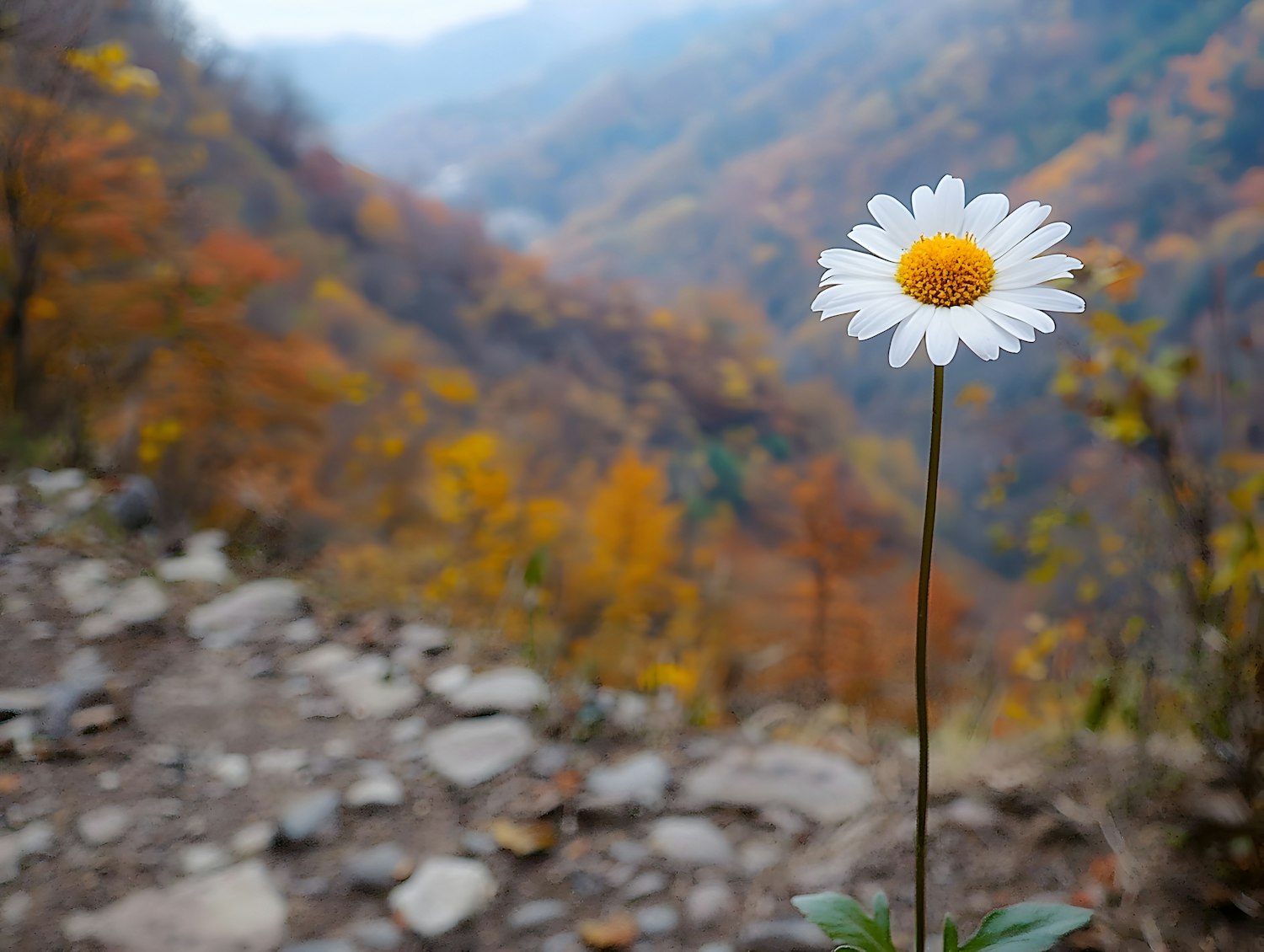 Solitary Daisy in Autumn