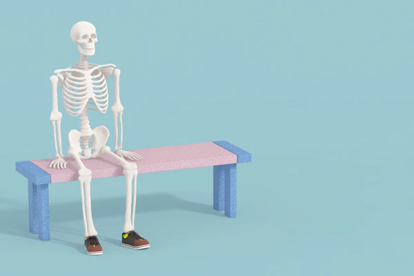 Stylish Skeleton on Bench