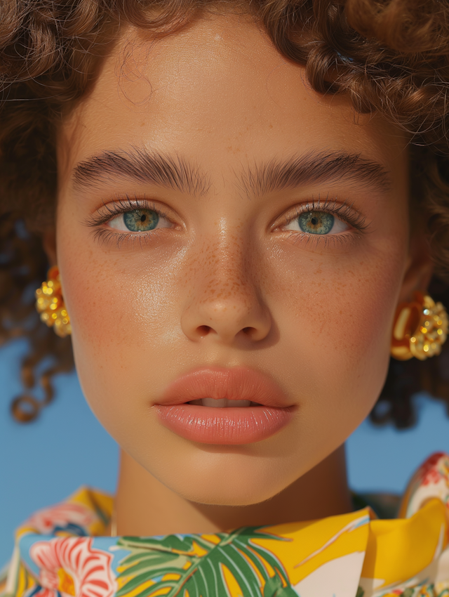 Serene Portrait of Young Female with Freckles