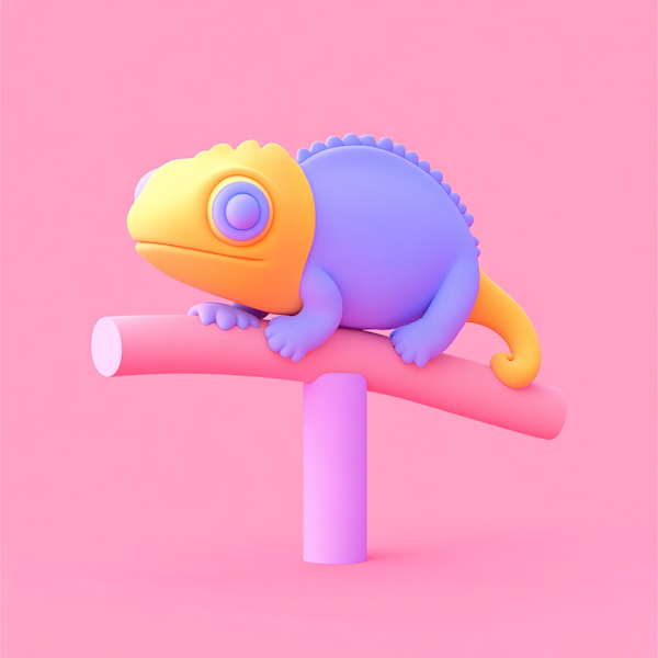 Stylized 3D Chameleon Art