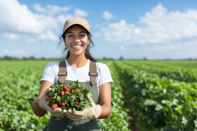 Woman Harvesting Strawberries