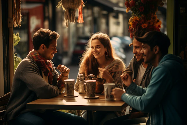 Warmth and Laughter at a Coffee Gathering
