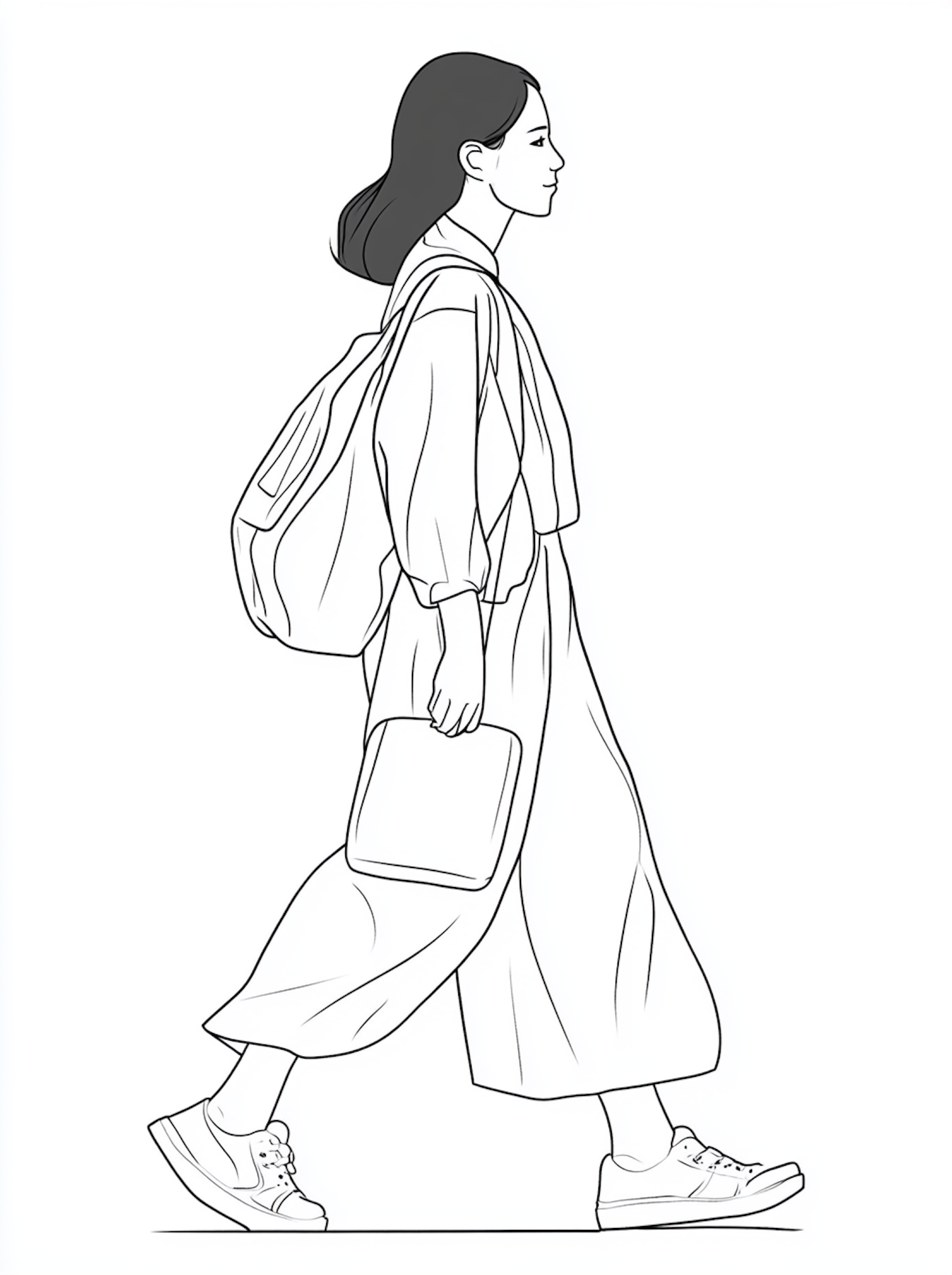 Stylish Woman in Monochrome Illustration