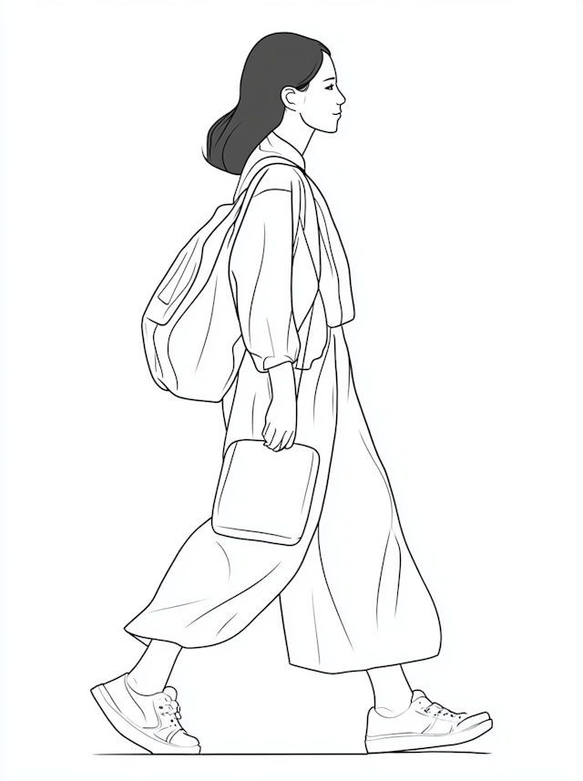 Stylish Woman in Monochrome Illustration