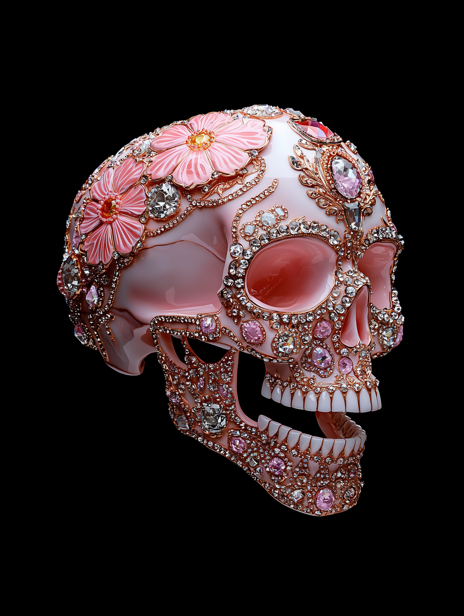 Jeweled Floral Skull