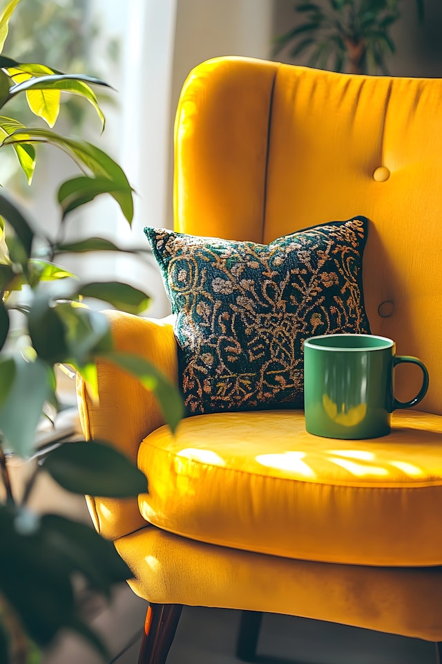 Cozy Yellow Armchair Scene